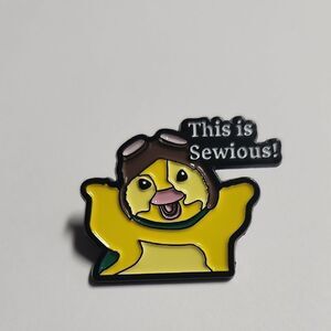Yellow and Black Character Pin This Is Sewious